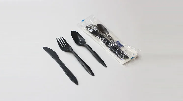 Plastic Black Disposable Utensils Set